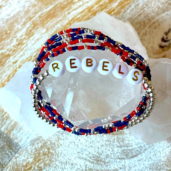 Ole Miss Sterling-silver Rebels bracelet + Set of 5 miyuki seed bead bracelets - Picture 1 of 11